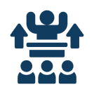 Leadership icon with upward arrows