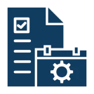 Paper and calendar with gear symbol