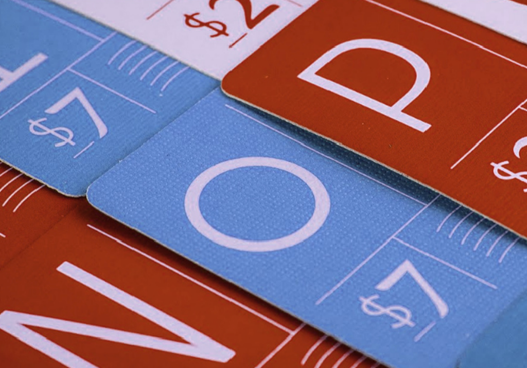 Colorful board game tiles close-up